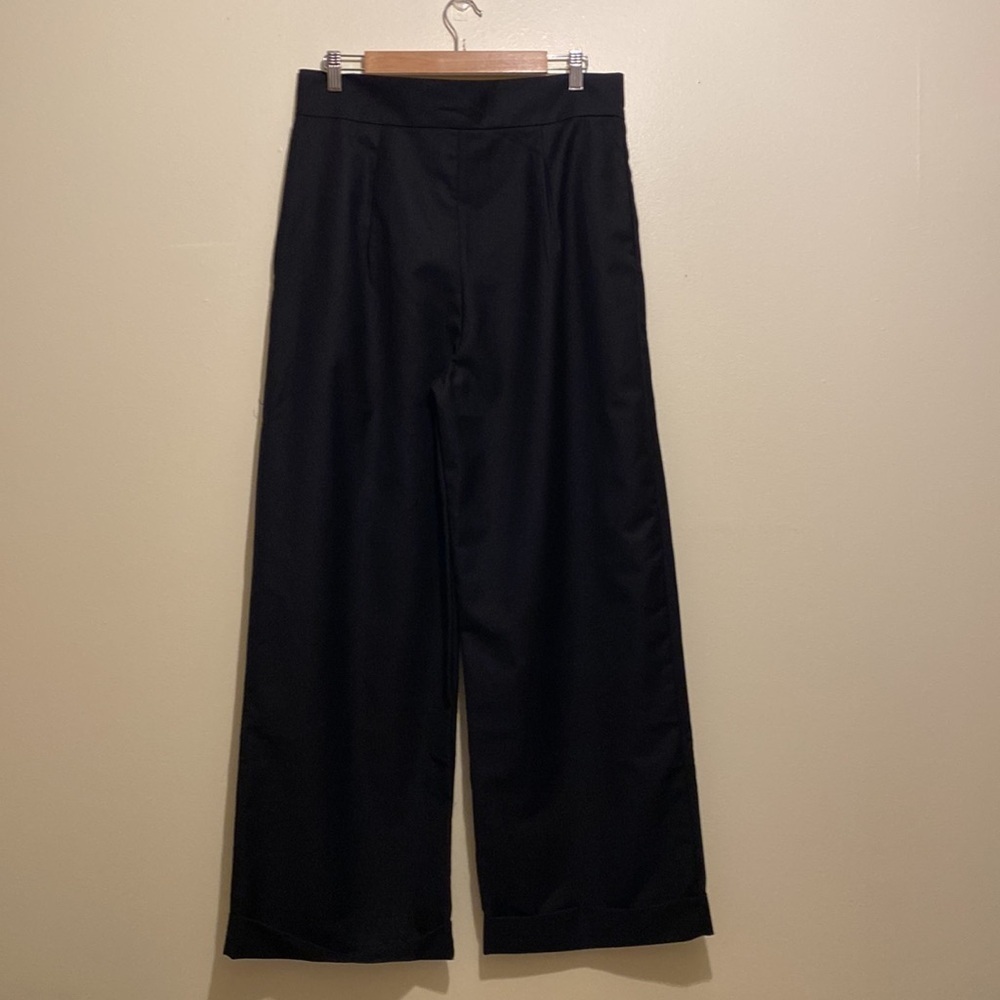 LILI SIDONIO YOUNG LADIES WOVEN PLEATED BLACK PANTS . Size L . New - Picture 3 of 9